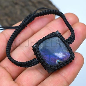 Labradorite Macrame Bracelet , Labradorite Gemstone Macrame Bracelet , Macrame Bracelet , Unisex Bracelet , Macrame Jewelry (MGLOT-BR40)