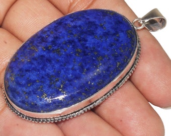 Natural Lapis Lazuli Pendant,  Lapis Lazuli Gemstone Pandant, Healing Pendant, 925 Sterling Silver Plated Jewelry MGLOT-09