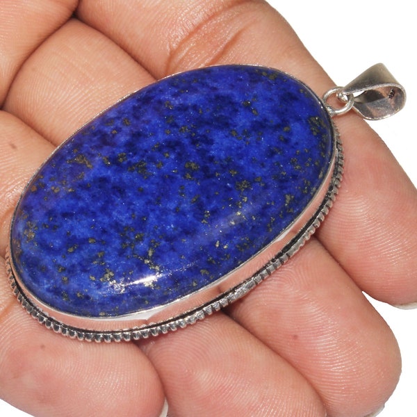 Natural Lapis Lazuli Pendant,  Lapis Lazuli Gemstone Pandant, Healing Pendant, 925 Sterling Silver Plated Jewelry MGLOT-09