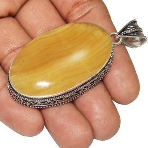 Yellow Calcite Pendant ,Yellow Calcite Gemstone Pandant, Designer Pendant, Vintage Pendant, 925 Sterling Silver Plated Jewelry, MGLOT-90(61)