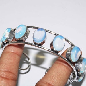 Braccialetto Opalite, Braccialetto Opalite Gemstone, Braccialetto Cuff Designer, Braccialetto Regolabile, Gioielli Placcati in Argento Sterling 925 "MG - B6"