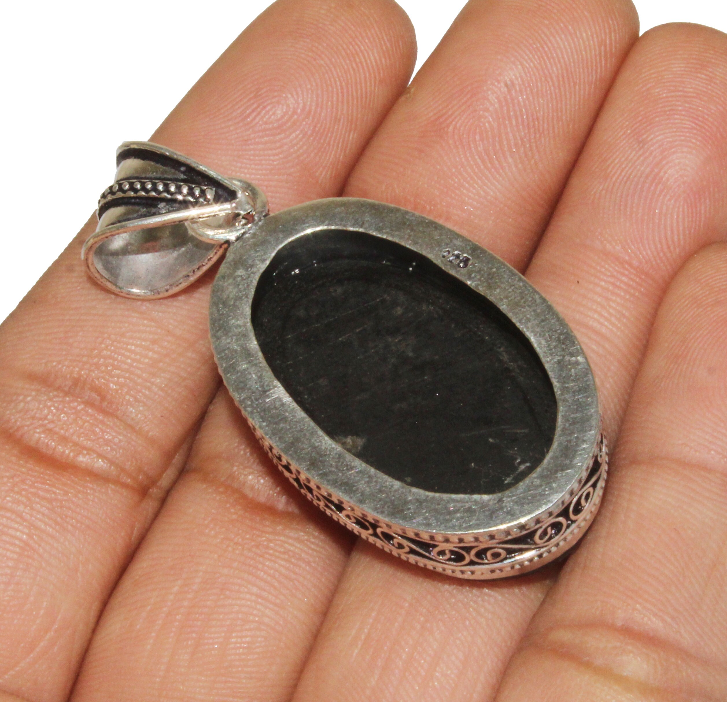Collana con ciondolo abalone in argento | Pera, marchesa, rotonda | Ciondolo conchiglia blu argento | Argento sterling .925 - Italia