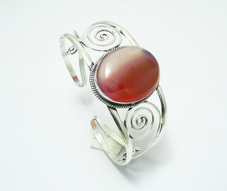 34gms Natural Red Onyx Bangle Vintage Look Bangle 925 Sterling Silver Plated bangle Bright Bangle Fancy Bangles