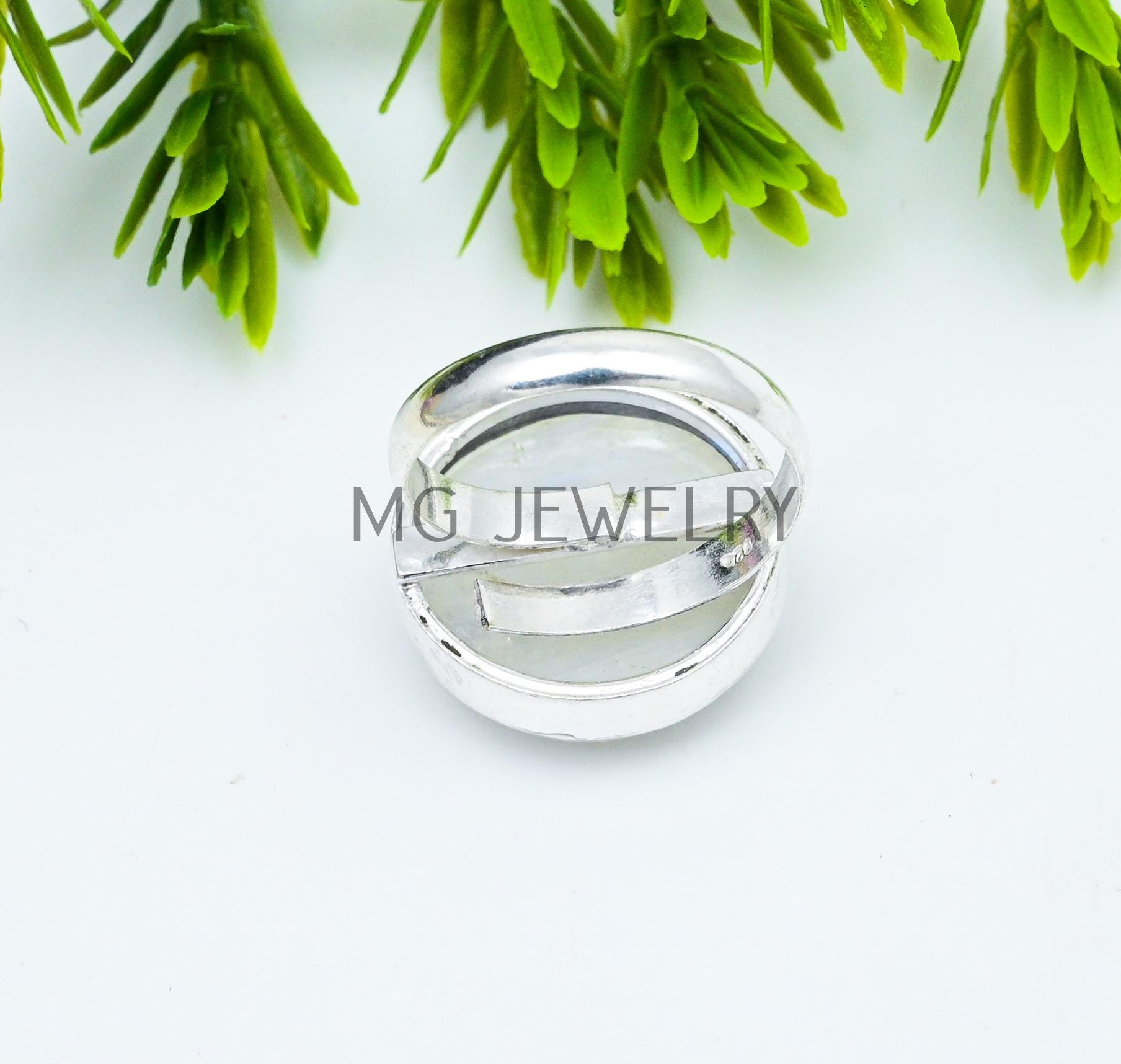 Anchor Open Ring Moonstone Adjustable Twisted Ring