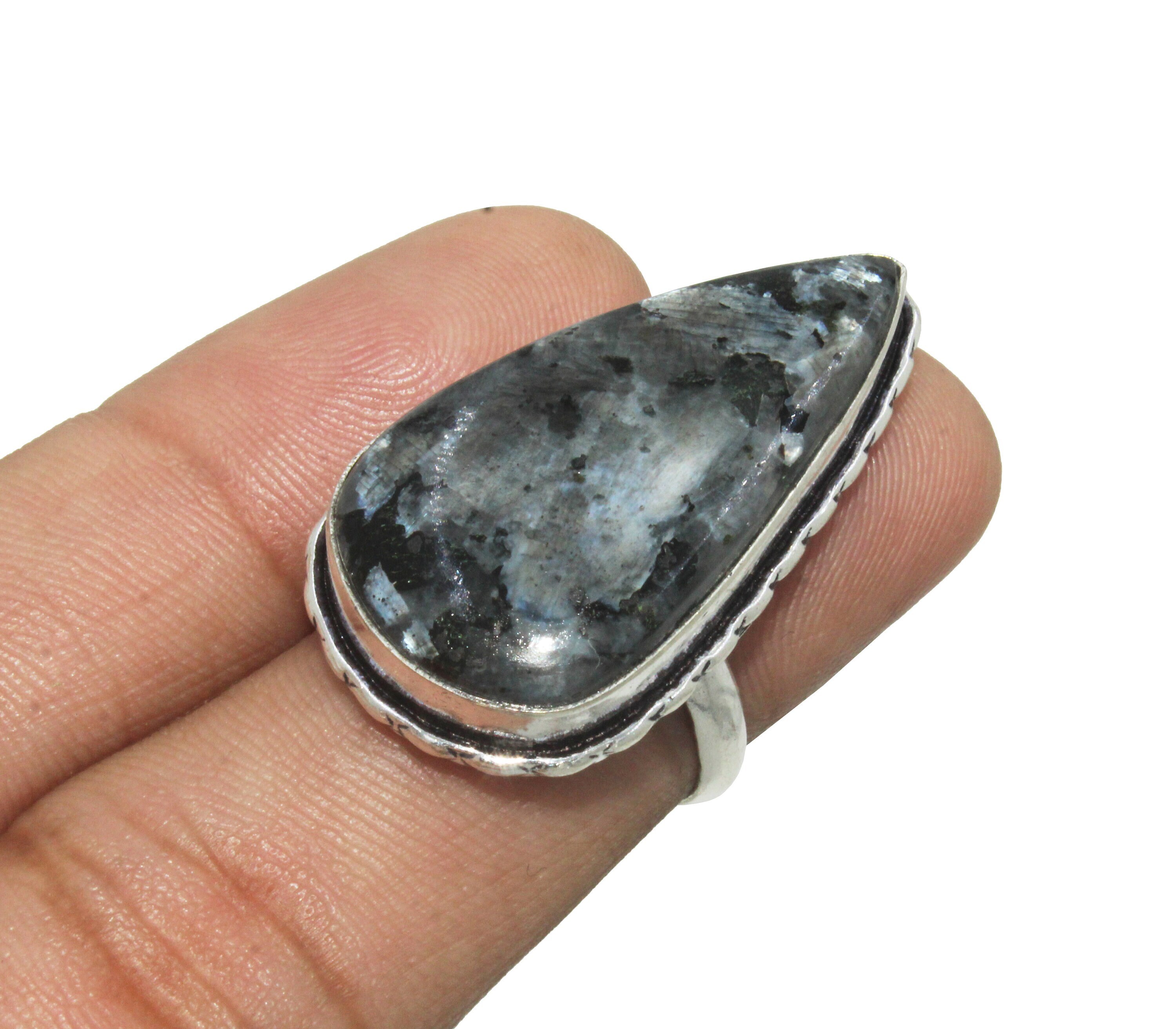 Natural Larvikite Ring, Larvikite Gemstone Ring, Designer
