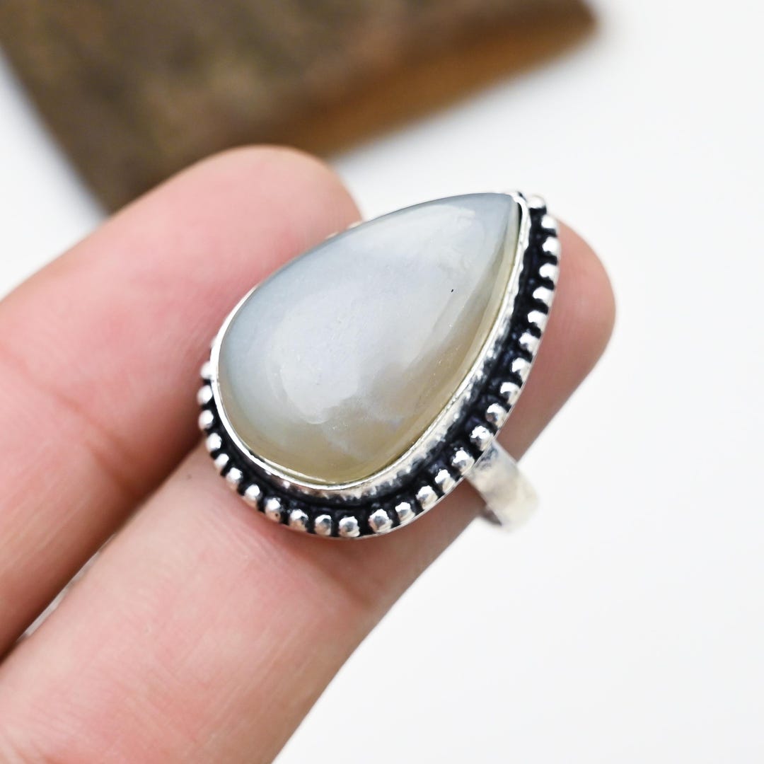 Grey Moonstone Ring, Gemstone Ring , Designer Ring,ethnic Handmade Ring ...