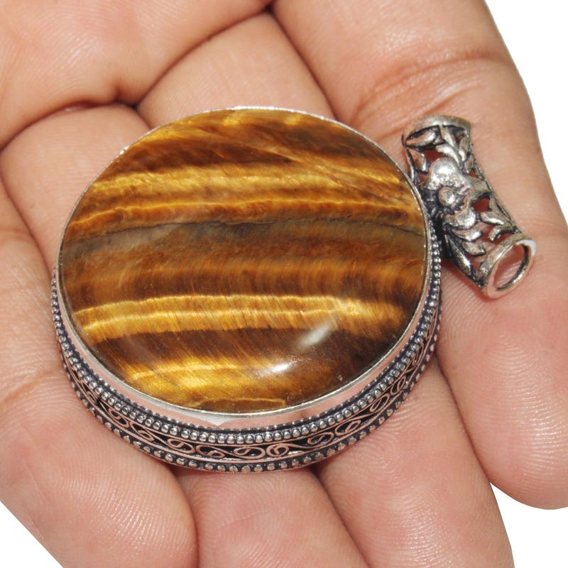 VINTAGE TIGER EYE NECKLACE 10 MOTIFS GOLD