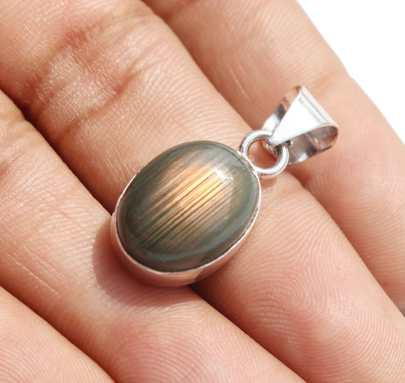 ラブラドライトペンダント、ラブラドライト宝石プレーンペンダント