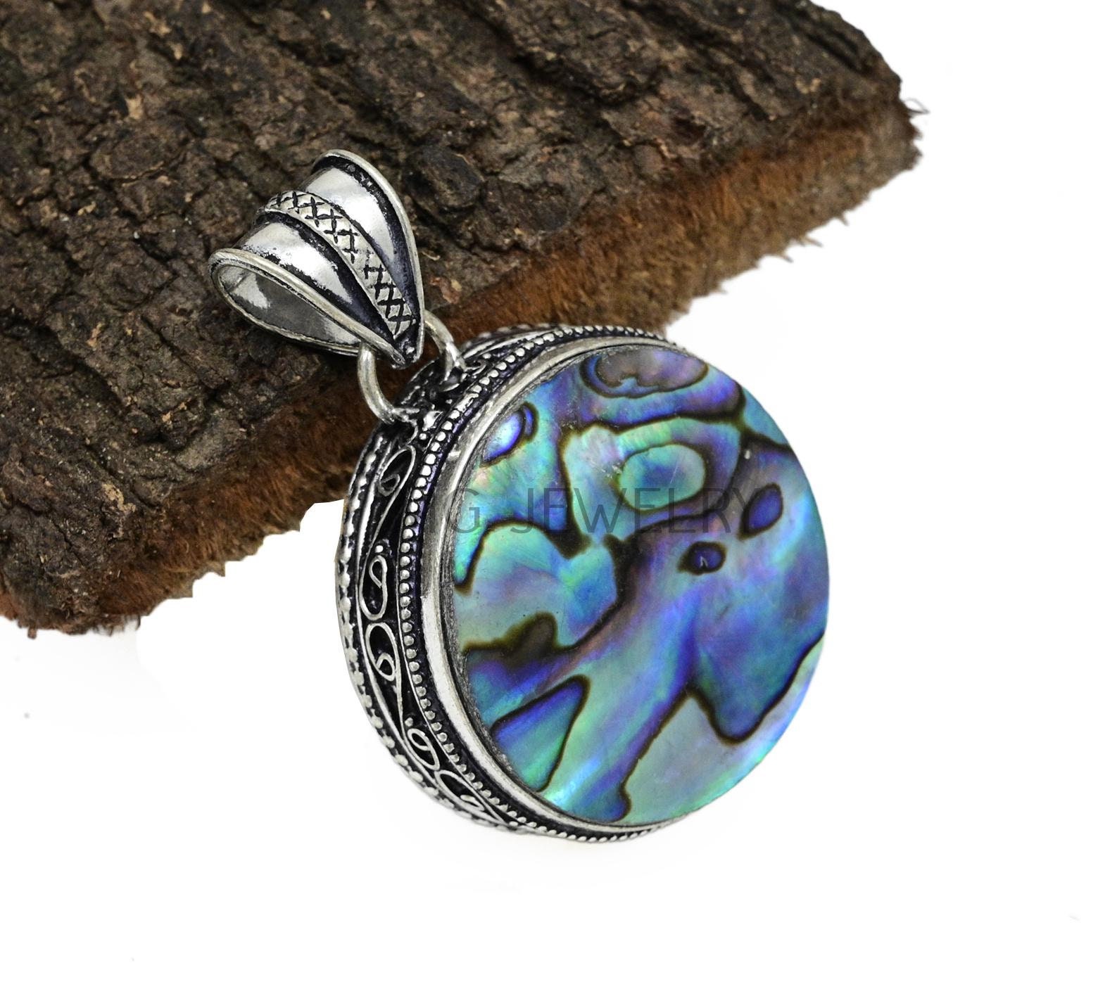 Shall Shell Abalone Shell Pendant, Abalone Shall Gemstone Pendant, Vintage Style ...