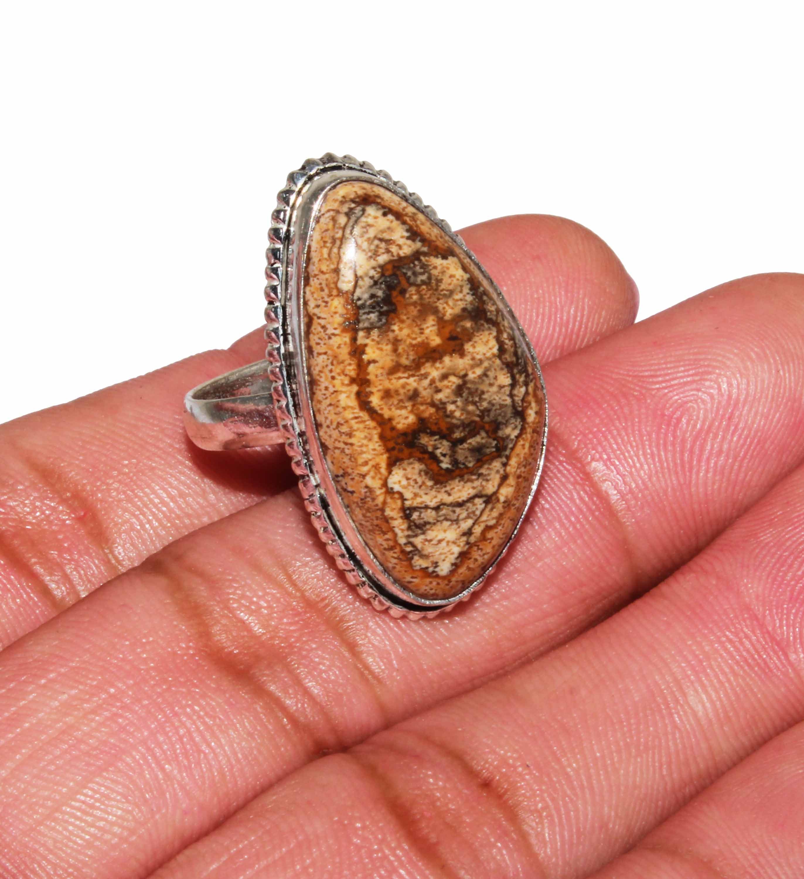 Natural Picture Jasper Ring Picture Jasper Gemstone Ring Etsy UK