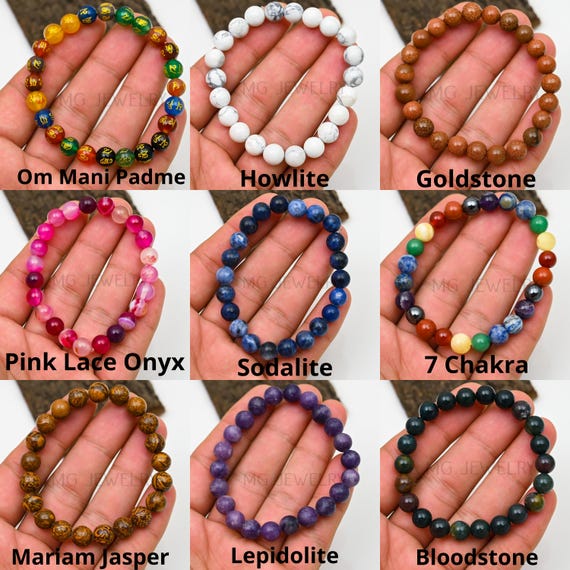 Bracciale Regolabile In Pietre Naturali Da 4mm - Gioielli In Cristallo Per Donna - Idea Regalo - 5