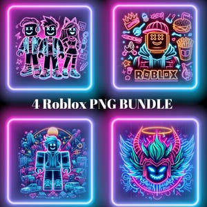 Bundle of 4 Roblox Neon PNG&#39;s-Digital Download ONLY.Clipart, Printable. Use for sublimation or DTF Transfers. Gaming, Roblox png