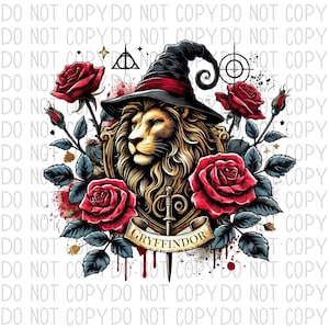 Red House Lion HP-Wizard-Png NUR Digital Download.Clipart, Printable. Verwenden Sie für Sublimation oder DTF-Transfers.