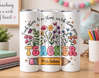 Personalized Teacher Name Tumbler, Stainless Steel Insulated Cup – Everyday Gift Her