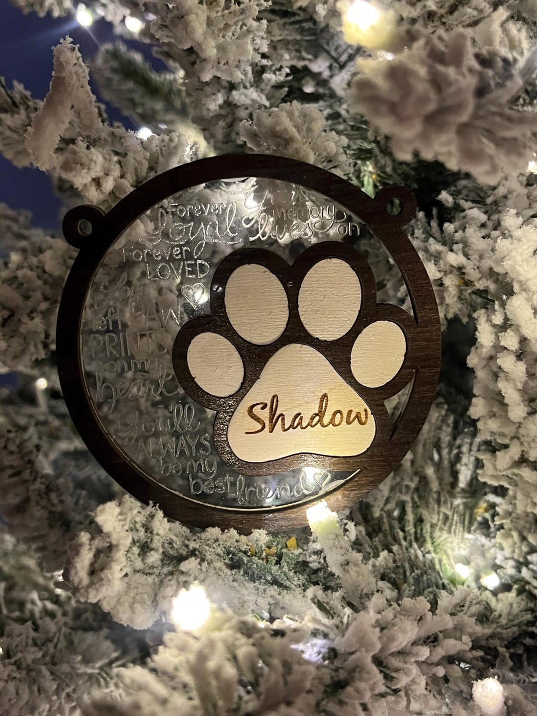 Custom Paw Print Pet Memorial Ornament – Personalized Dog or Cat, Laser ...