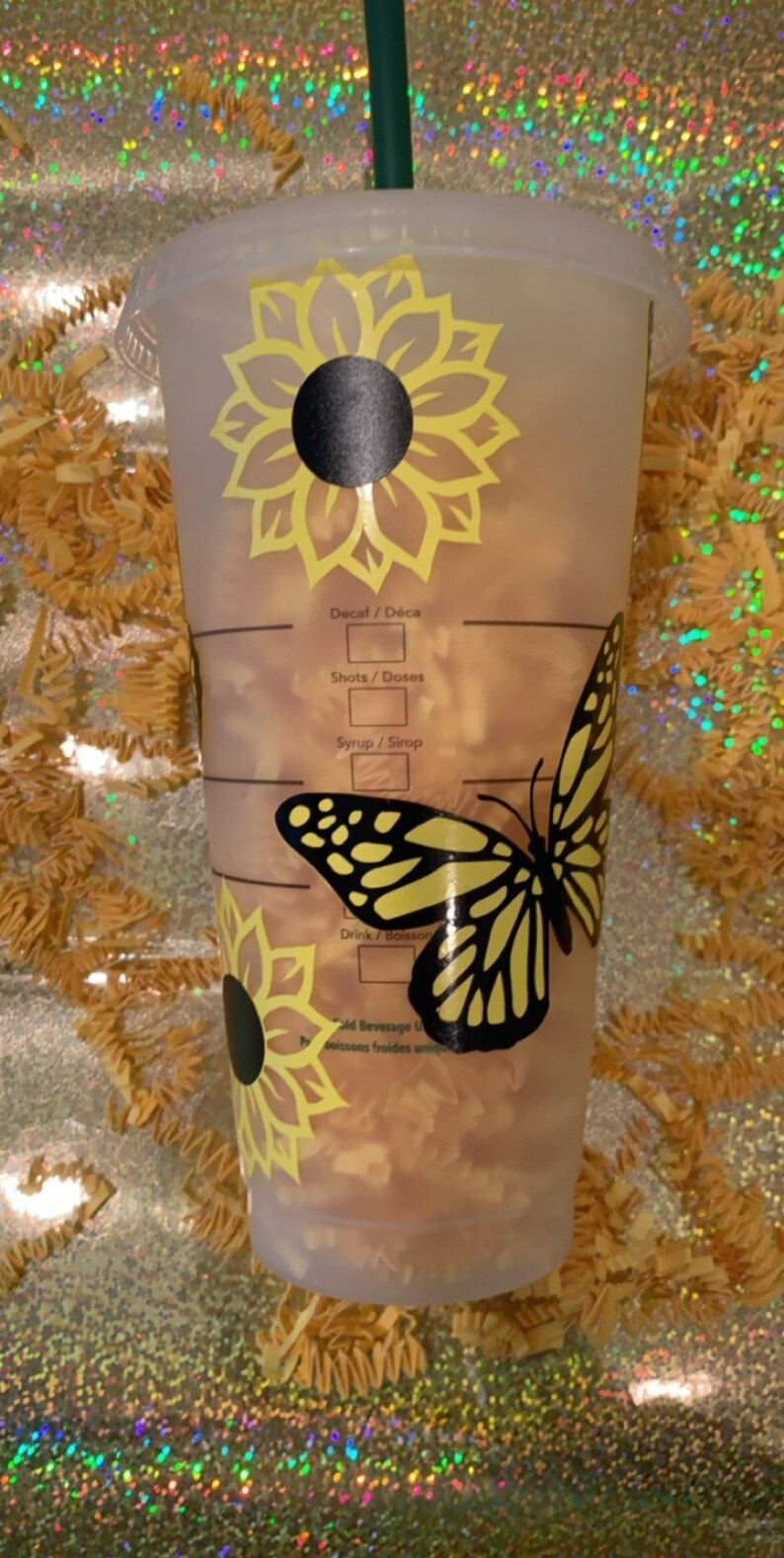 Sunflowers /& butterflies Cup Butterfly starbucks tumblers sunflower starbucks cup starbucks mugs butterflies
