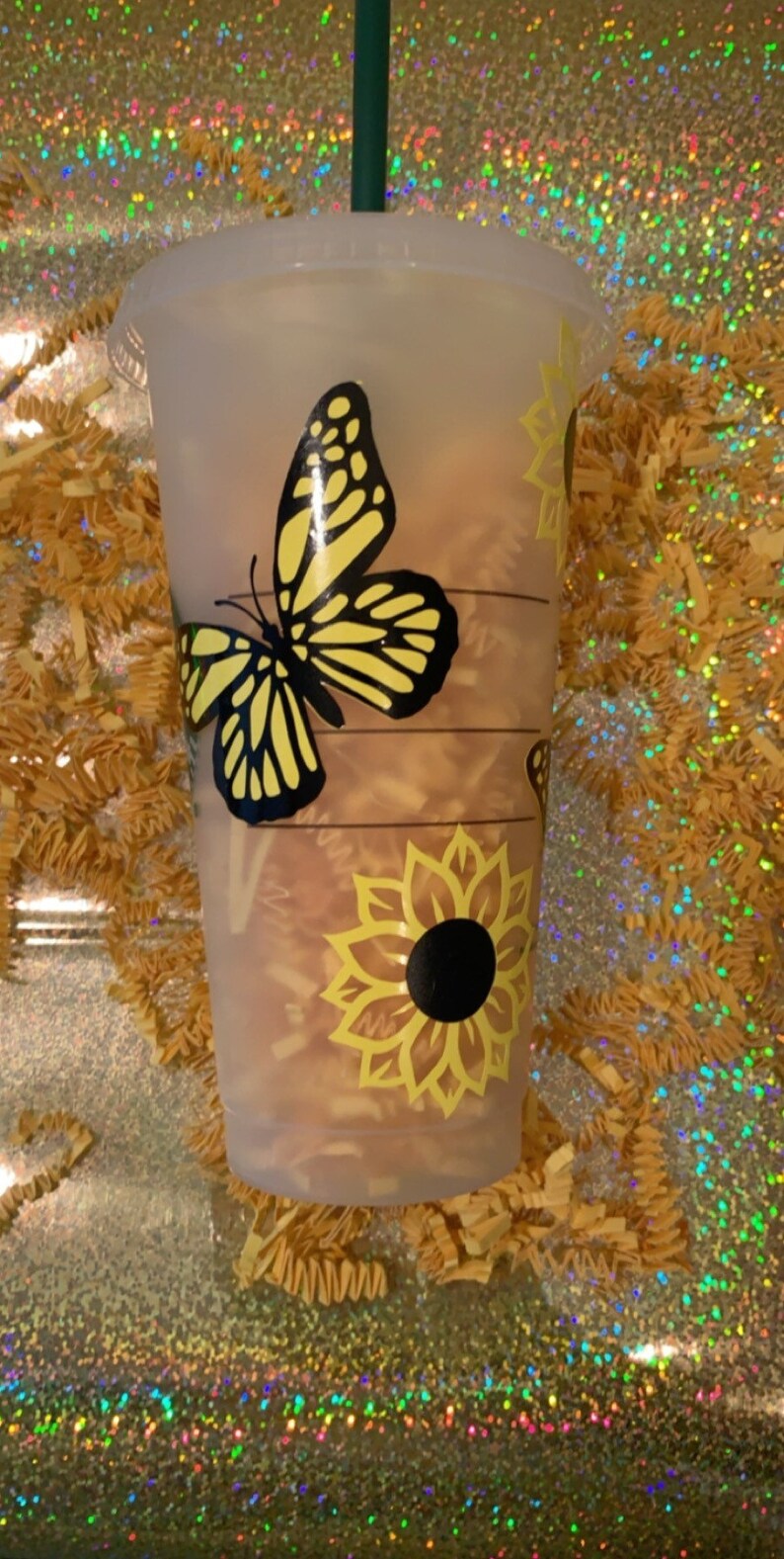 Sunflowers /& butterflies Cup Butterfly starbucks tumblers sunflower starbucks cup starbucks mugs butterflies