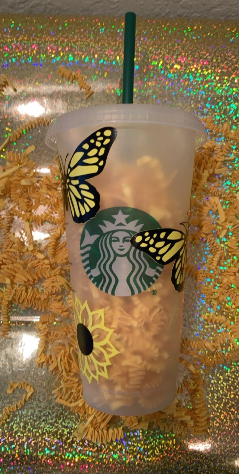 Sunflowers /& butterflies Cup Butterfly starbucks tumblers sunflower starbucks cup starbucks mugs butterflies