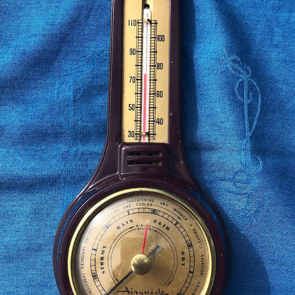 Vintage AIRGUIDE Barometer and Thermometer Weatherstation