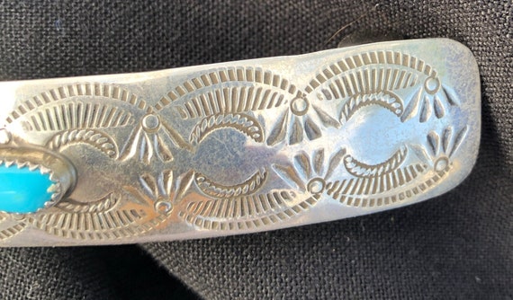 Sterling and Turquoise, Vintage Barrette, Native … - image 2