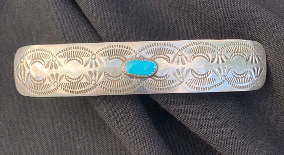 Sterling and Turquoise, Vintage Barrette, Native … - image 4