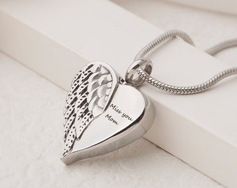 Cremation Jewelry - Angel Urn Necklace Silver - Personalized Cremation Keepsake Memorial Jewelry - Urn Necklace for Human Ashes and Pet Loss