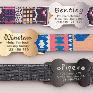 Slide On Dog Tag - Dog Tags For Dogs Personalized - Silent Dog Id Tag - Dog Bone Tag - Custom Slide On Fancy Bone Dog Tag Black