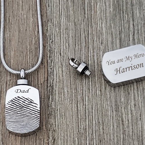 Personalized Fingerprint Urn Necklace Thumbprint Cremation Etsy