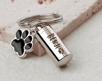 Dog Ashes Keepsake - Pet Urns Keychain for Dogs - Personalized Cremation Keyrings Urn - Pet Memorial Dog Paw Keychain - Pet Ashes Keepsake