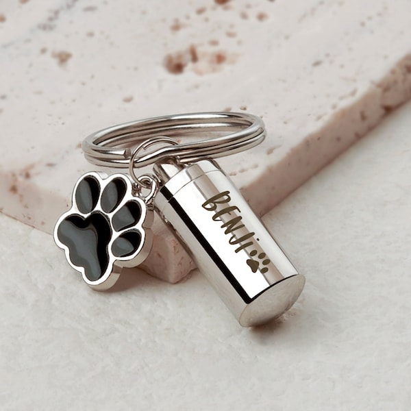 Dog Ashes Keepsake - Pet Urns Keychain for Dogs - Personalized Cremation Keyrings Urn - Pet Memorial Dog Paw Keychain - Pet Ashes Keepsake