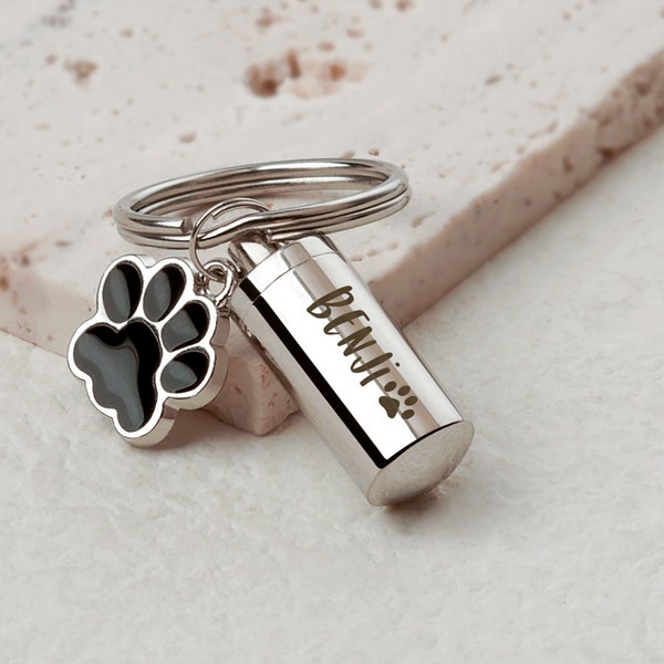 Dog Ashes Keepsake - Pet Urns Keychain for Dogs - Personalized Cremation Keyrings Urn - Pet Memorial Dog Paw Keychain - Pet Ashes Keepsake