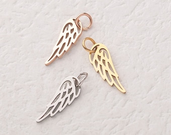 Pequeño dije de ala, complemento para collar con medallón de recuerdos, dije de ala de ángel para collar conmemorativo