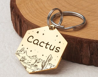 Dog Tag - Tag for Dog Personalized - Pet ID Tag - Hunting Dog Collar Tag - Custom Dog Tag - Pet Name Tag Desert Stars Cactus - Outdoor