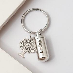 Cremation Keychain for Ashes, Personalized Cremation Urn Keychain, Loss of Father Gift, Memorial Gift Dad, Memorial Key Chain, Sympathy Gift