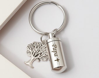 Cremation Keychain for Ashes, Personalized Cremation Urn Keychain, Loss of Father Gift, Memorial Gift Dad, Memorial Key Chain, Sympathy Gift