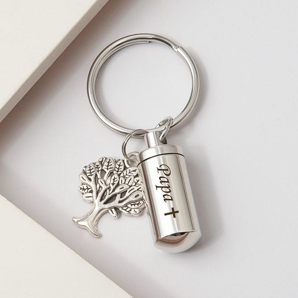 Cremation Keychain for Ashes, Personalized Cremation Urn Keychain, Loss of Father Gift, Memorial Gift Dad, Memorial Key Chain, Sympathy Gift
