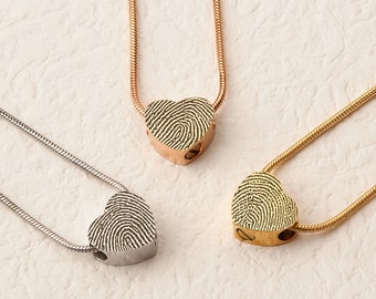 Personalized Fingerprint Urn Necklace, Thumbprint Cremation Jewerly, Handwriting Necklace, Heart Cremation Ash Urn Necklace, Ashes Keepsake