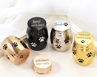 Dog Mini Urn - Cremation Urn Paw Print for Dog Pet, Engraving Dog Memorial Keepsake Urn, Ash Holder for Pet Dog,Loss of Dog Gift