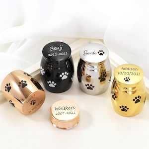 Dog Mini Urn - Cremation Urn Paw Print for Dog Pet, Engraving Dog Memorial Keepsake Urn, Ash Holder for Pet Dog,Loss of Dog Gift