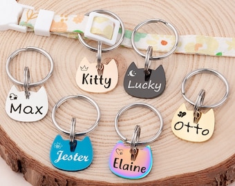 Cat Id Tag - Cat Tag Personalized - Cat Tag - Cat Collar Tag - Cat Name Tag with Cute Icon - Custom Cat Tag for Collar Blue Rainbow
