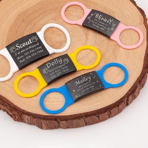 Slide on Dog Tag Silicone • Dog Tag • Silent Dog Tag • Dog ID Tag Slide On • Custom Dog Tag • Dog Name Tags • Dog Tags for Dogs • Large Tag