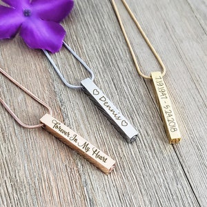 Personalized Cremation Urn Necklace for Ashes, Custom Bar Memorial Engraving Necklace Jewelry for Human or Dog Pets Ashes,Loss of Dog Gift