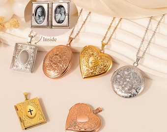 Personalized Locket Necklace with Photo inserted • Heart Locket Hidden Picture Necklace • Memorial Jewelry • Memory Beloved One or Pet Gift