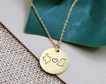 Gift For Best Friend - Custom Long Distance State Necklace Gift -  Best Friend Necklace - Long Distance Friendship Gift