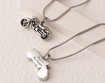 Urn Necklace for Human Ashes - Motorcycle Urn Necklace Ashes Keepsake - Ashes Necklace Cremation Jewelry for Men