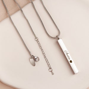 Urn Necklace Personalized - Long Vertical Bar Cremation Necklace - Urn Necklace for Human ashes or Pet - Ashes Necklace Cremation Jewelry