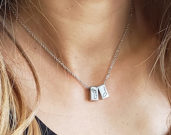 Personalized Friendship Necklace - Engraved State Mini Cube Necklace - Long Distance State Necklace - Handmade Gifts