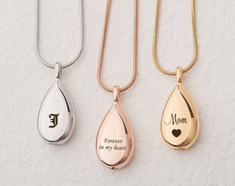 Teardrop Urn Necklace Personalized - Urn Necklace for Human Ashes - Cremation Jewelry Necklace - Custom Engraved Ashes Necklace