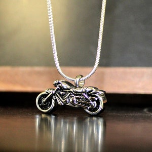 Cremation Necklace for Human Ashes with Backside engraving option,  Personalized Motorcycle Urn Necklace and Ashes Keepsake