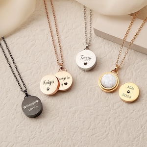 Pet Fur Cremation Necklace - Personalized Pet Memorial Jewelry - Pet Fur Pet Ashes keepsake - Engraved Pet Ashes Necklace
